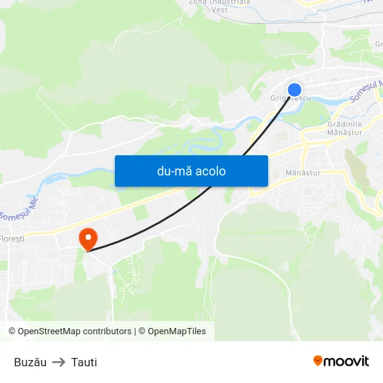 Harta de Buzău către Tauti