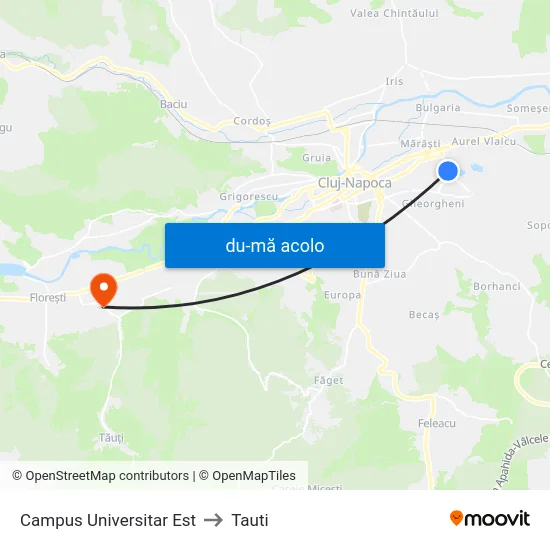 Harta de Campus Universitar Est către Tauti