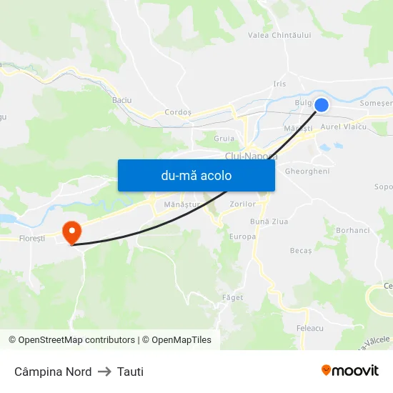 Harta de Câmpina Nord către Tauti