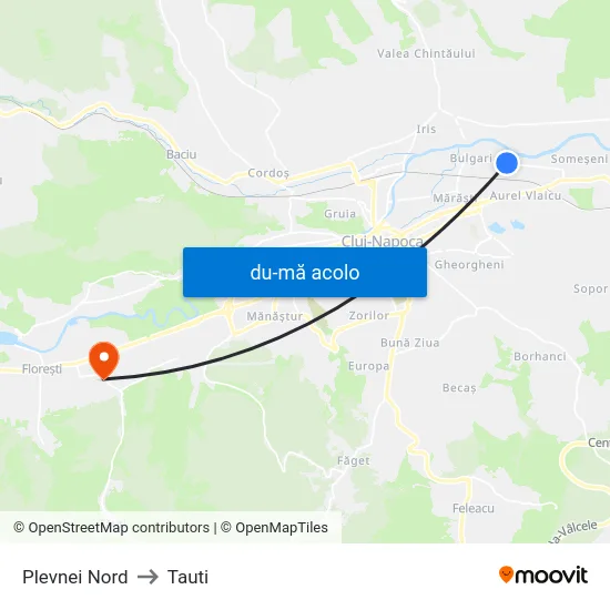 Harta de Plevnei Nord către Tauti