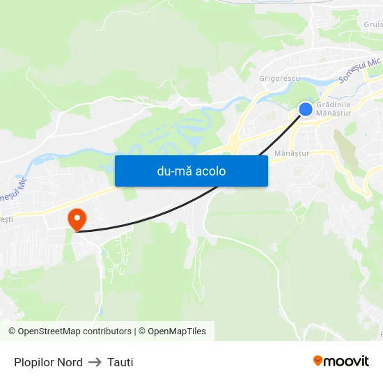 Harta de Plopilor Nord către Tauti