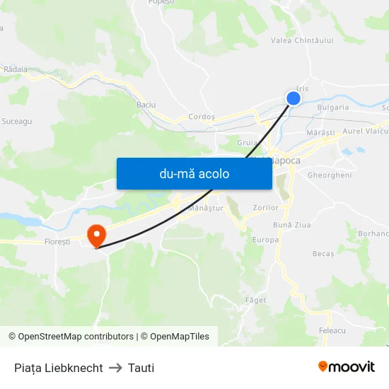 Harta de Piața Liebknecht către Tauti