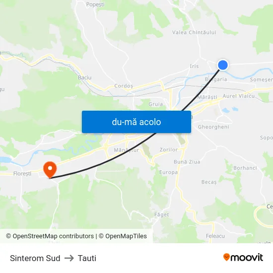 Harta de Sinterom Sud către Tauti