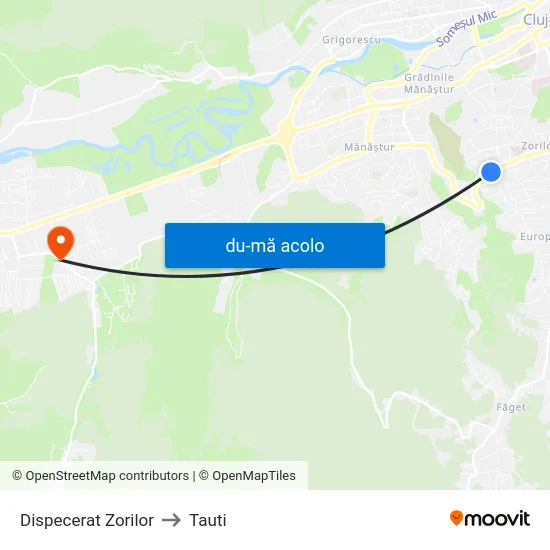 Harta de Dispecerat Zorilor către Tauti