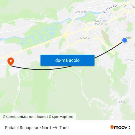 Harta de Spitalul Recuperare Nord către Tauti