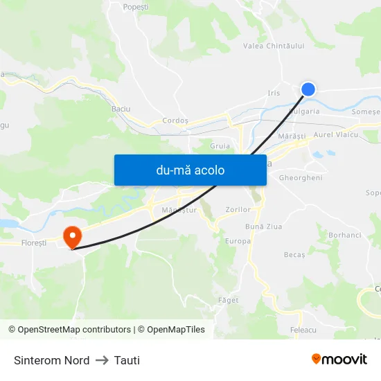 Harta de Sinterom Nord către Tauti