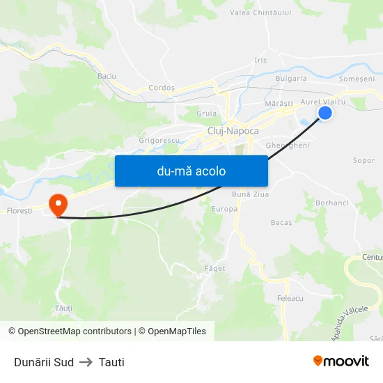 Harta de Dunării Sud către Tauti