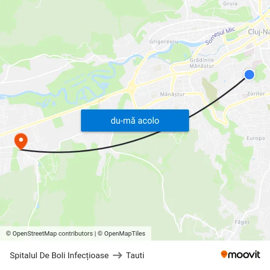 Harta de Spitalul De Boli Infecțioase către Tauti