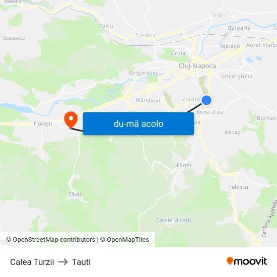 Harta de Calea Turzii către Tauti