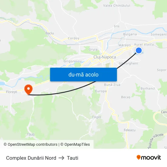 Harta de Complex Dunării Nord către Tauti