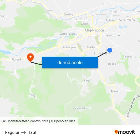 Harta de Fagului către Tauti