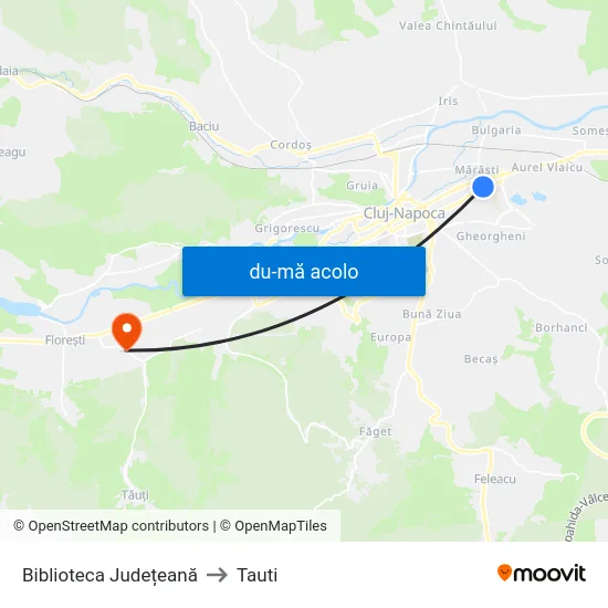 Harta de Biblioteca Județeană către Tauti