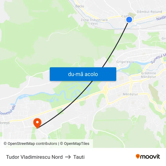 Harta de Tudor Vladimirescu Nord către Tauti