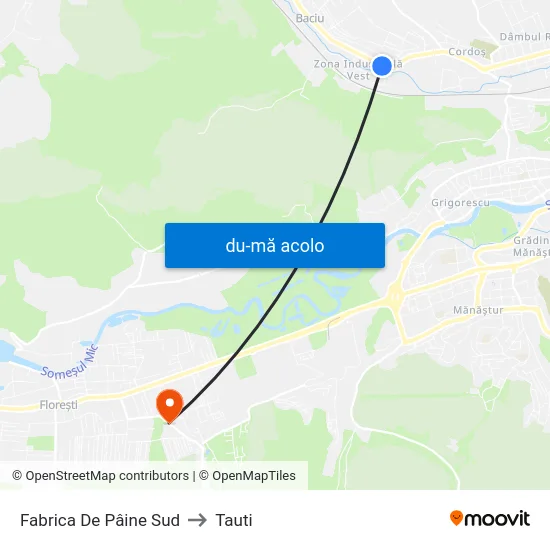 Harta de Fabrica De Pâine Sud către Tauti