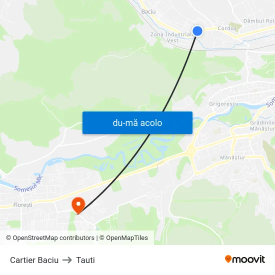 Harta de Cartier Baciu către Tauti