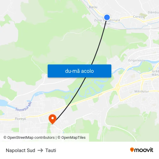 Harta de Napolact Sud către Tauti