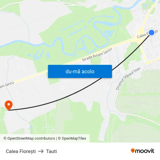 Harta de Calea Florești către Tauti