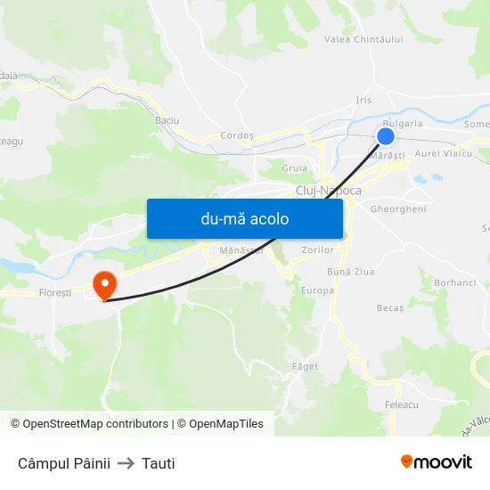 Harta de Câmpul Pâinii către Tauti
