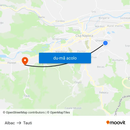 Harta de Albac către Tauti