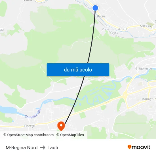 Harta de M-Regina Nord către Tauti