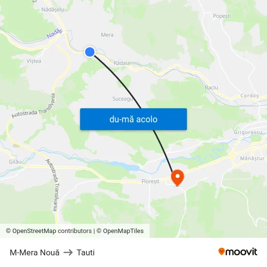 Harta de M-Mera Nouă către Tauti