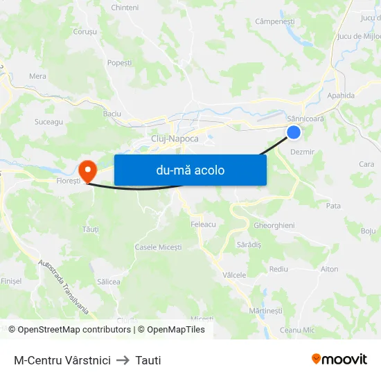 Harta de M-Centru Vârstnici către Tauti