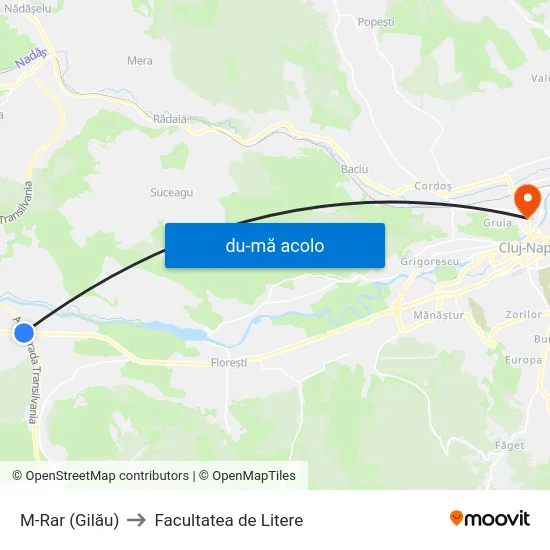 Harta de M-Rar (Gilău) către Facultatea de Litere