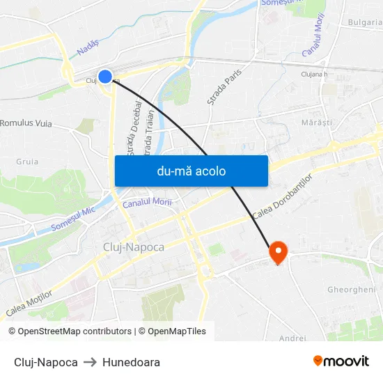 Harta de Cluj-Napoca către Hunedoara