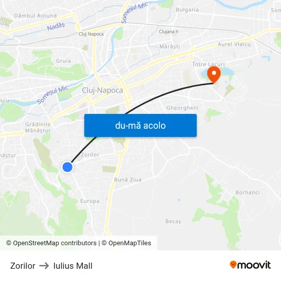 Harta de Zorilor către Iulius Mall