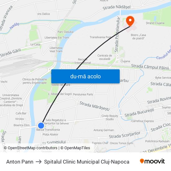 Harta de Anton Pann către Spitalul Clinic Municipal Cluj-Napoca