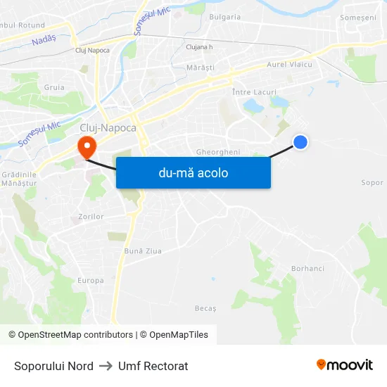 Harta de Soporului Nord către Umf Rectorat