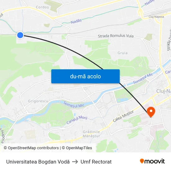 Harta de Universitatea Bogdan Vodă către Umf Rectorat