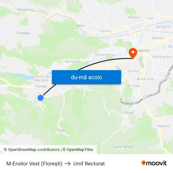 Harta de M-Eroilor Vest (Florești) către Umf Rectorat