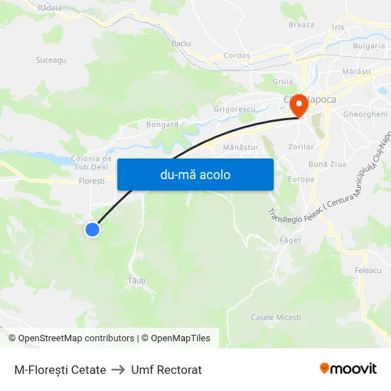 Harta de M-Florești Cetate către Umf Rectorat