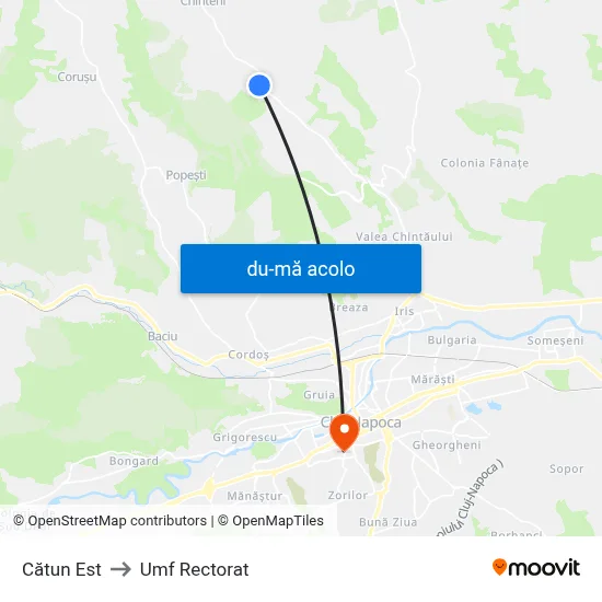 Harta de Cătun Est către Umf Rectorat