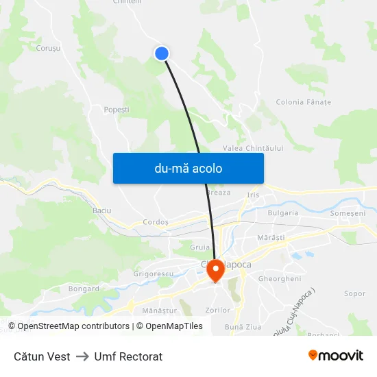 Harta de Cătun Vest către Umf Rectorat
