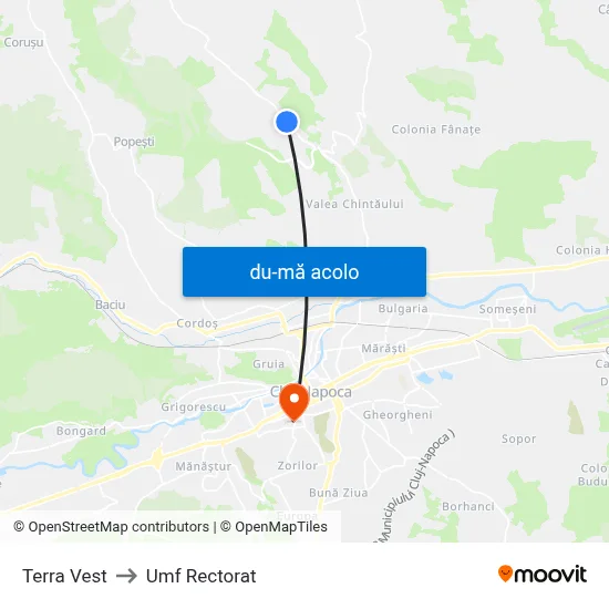 Harta de Terra Vest către Umf Rectorat