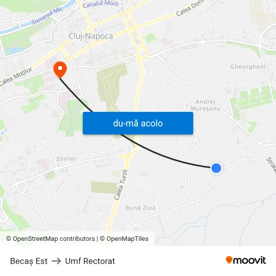 Harta de Becaș Est către Umf Rectorat