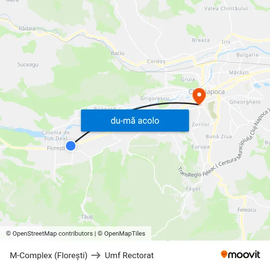 Harta de M-Complex (Florești) către Umf Rectorat