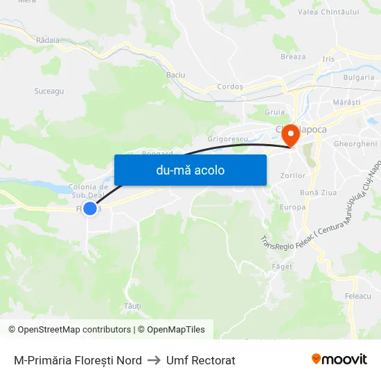 Harta de M-Primăria Florești Nord către Umf Rectorat