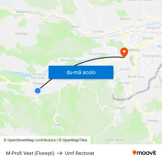 Harta de M-Profi Vest (Florești) către Umf Rectorat
