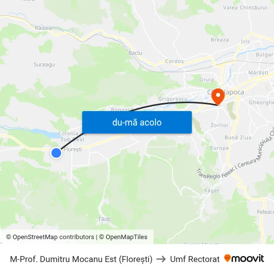 Harta de M-Prof. Dumitru Mocanu Est (Florești) către Umf Rectorat