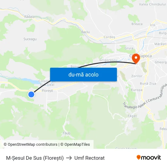 Harta de M-Șesul De Sus (Florești) către Umf Rectorat