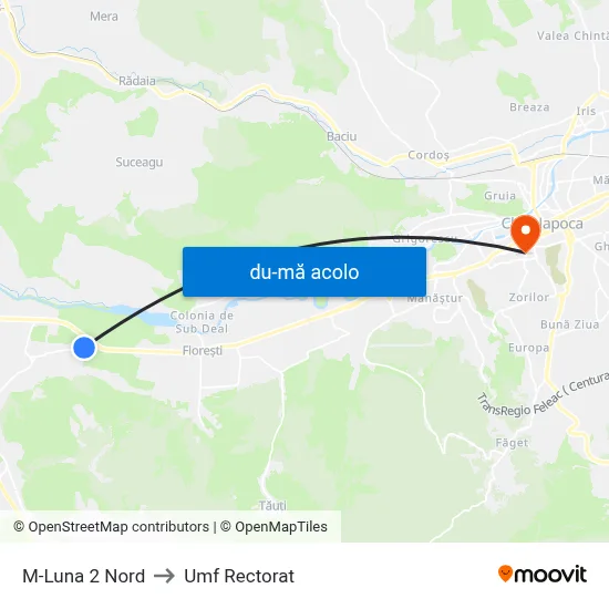 Harta de M-Luna 2 Nord către Umf Rectorat