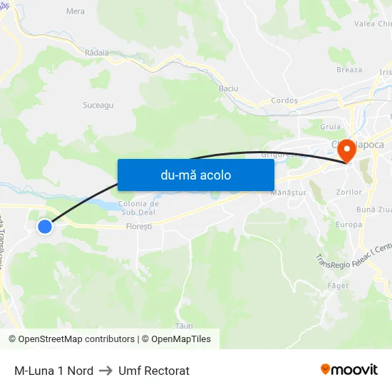 Harta de M-Luna 1 Nord către Umf Rectorat