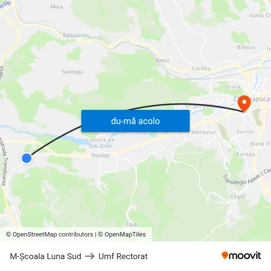 Harta de M-Școala Luna Sud către Umf Rectorat