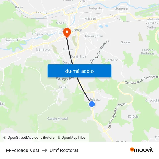 Harta de M-Feleacu Vest către Umf Rectorat