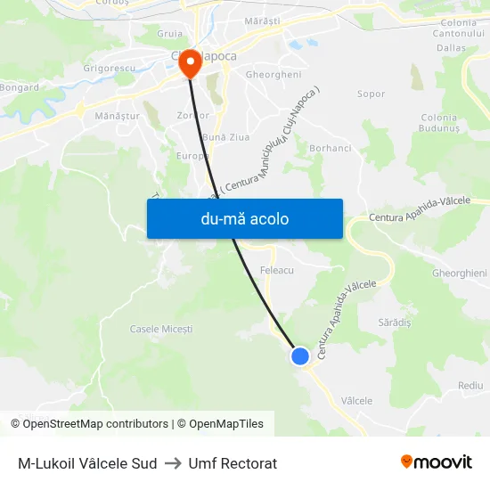 Harta de M-Lukoil Vâlcele Sud către Umf Rectorat