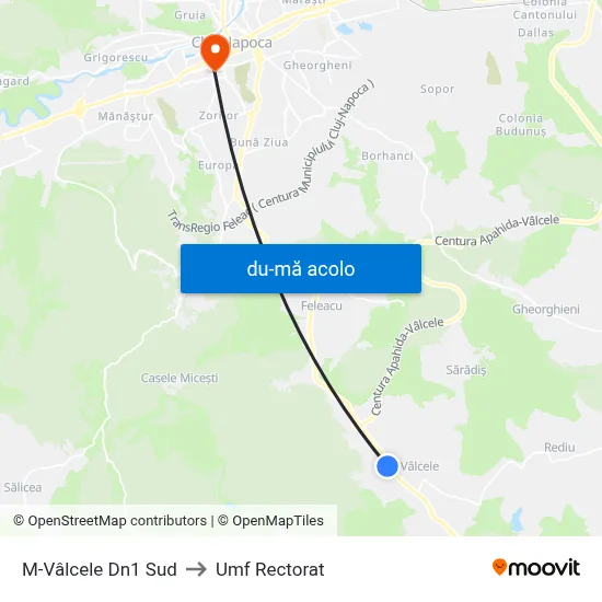 Harta de M-Vâlcele Dn1 Sud către Umf Rectorat