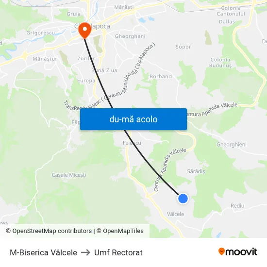 Harta de M-Biserica Vâlcele către Umf Rectorat